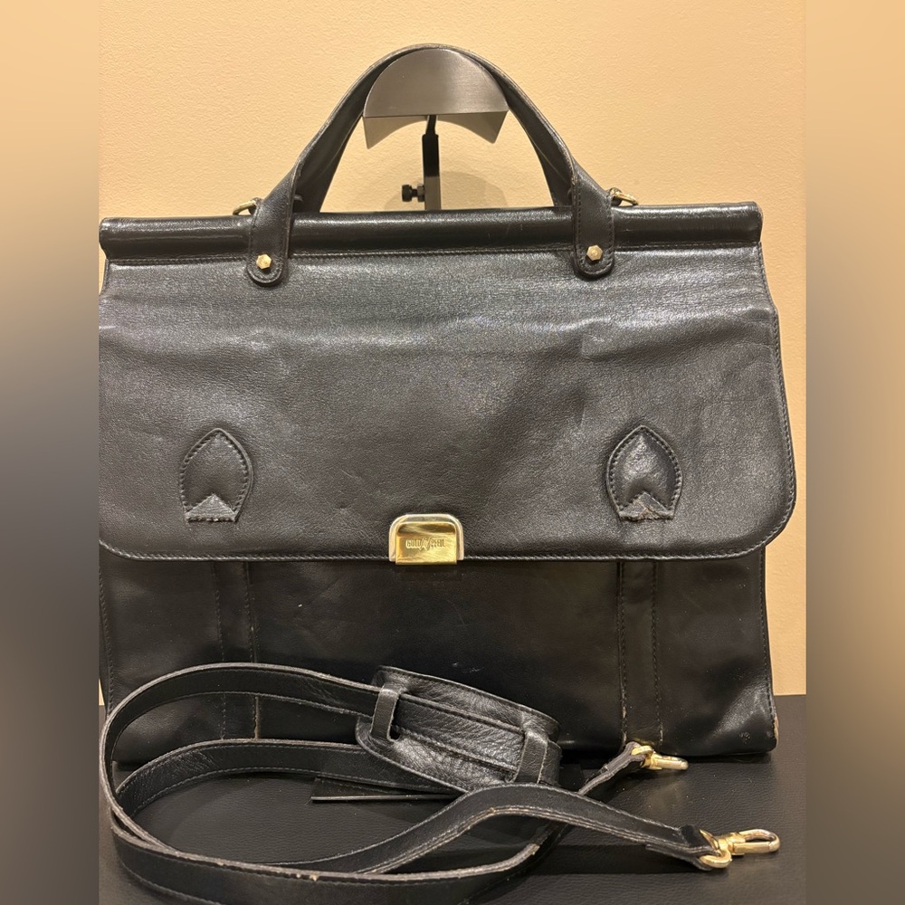 Vintage Goldpfeil West Germany Black Leather Briefcase Bag